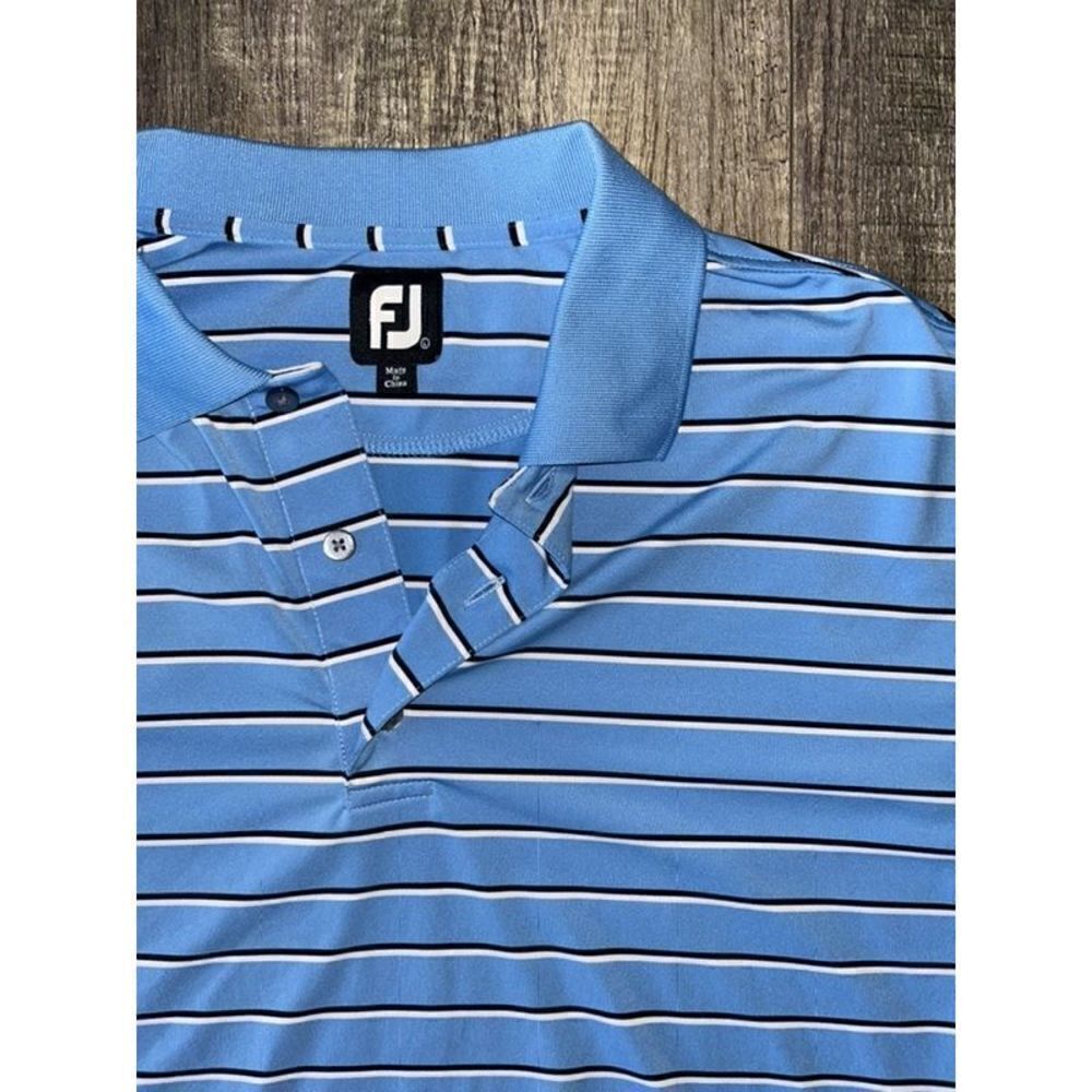 Men’s Footjoy Light Blue Striped Golf Polo Large